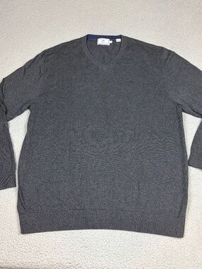 Southern Tide Sweater Mens 2XL Gray 100% Cotton Long Sleeve Pullover V Neck
